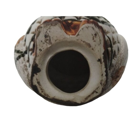 Vintage Ceramic Owl Figurine with Leaf & Bird‎ Paintings Design - Picture 4 of 11